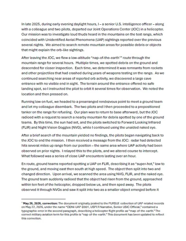 PURSUE collection of UAP-related records (ODNI-UAP-D001)