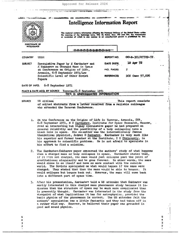 CIA Intelligence Information Report