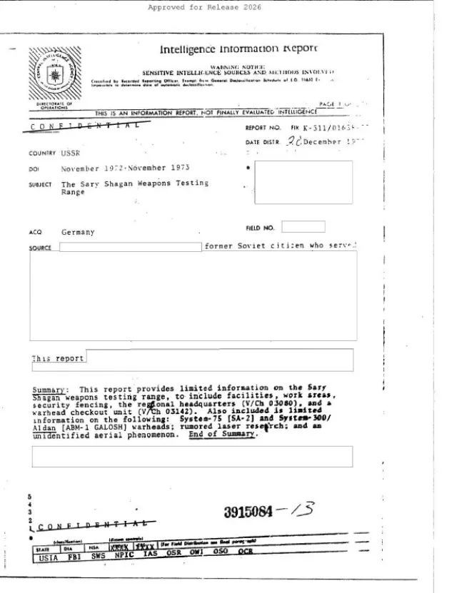 CIA Intelligence Information Report