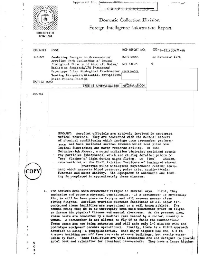 CIA Foreign Intelligence Information Report