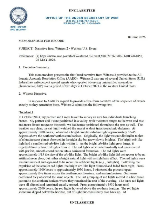 AARO report via Office of the Under Secretary of War
