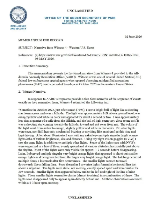 AARO (All-domain Anomaly Resolution Office) report