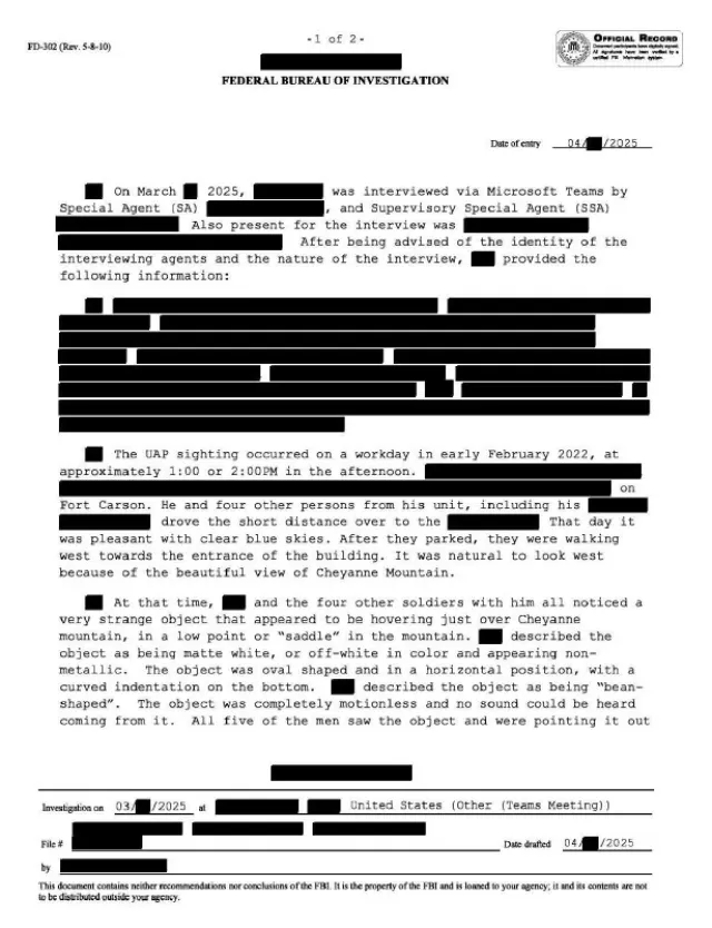 FBI FD-302 Report of Investigation