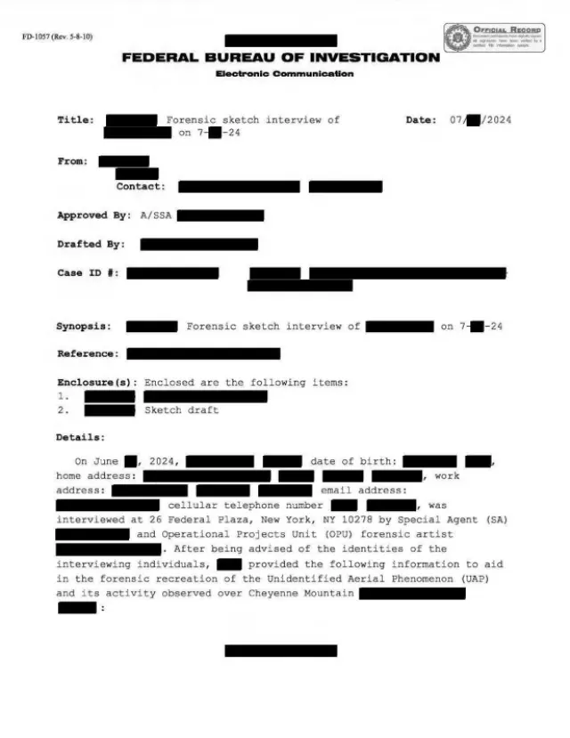 FBI Electronic Communication (FD-1057)