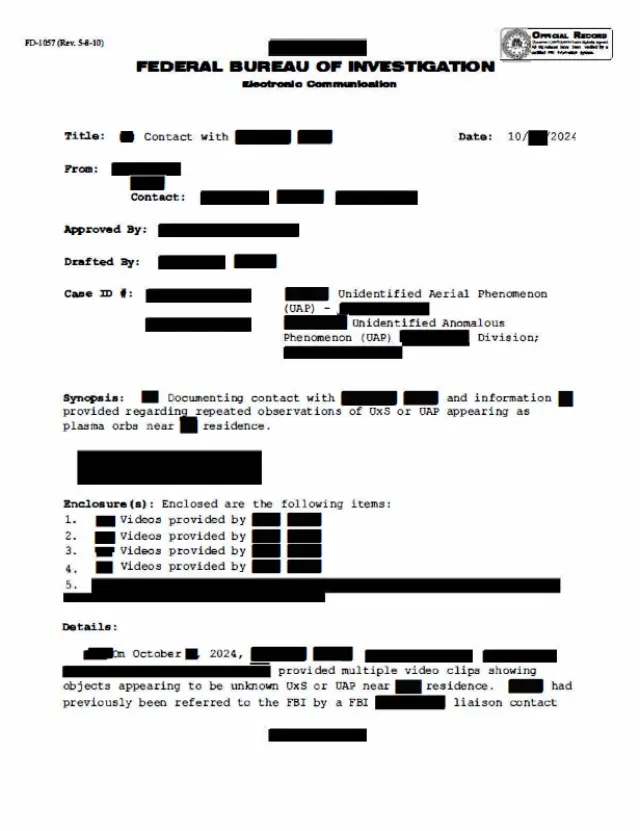 FBI Electronic Communication (FD-1057)