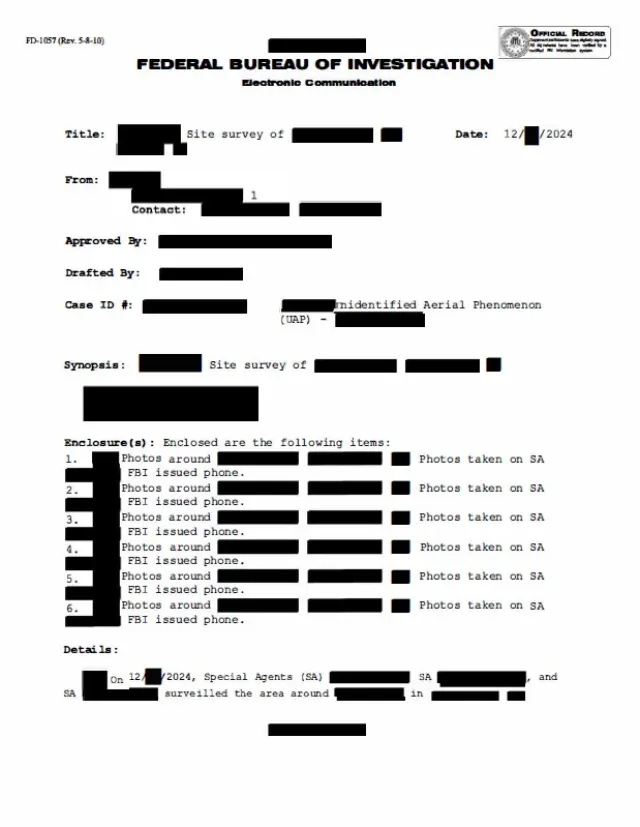 FBI Electronic Communication (FD-1057)
