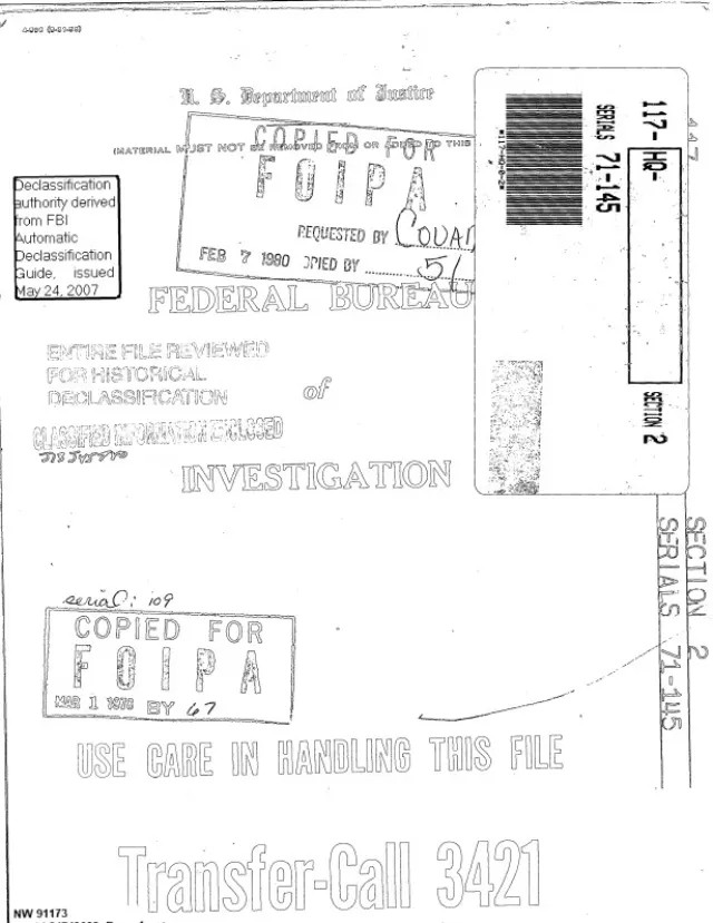 FBI File 117-HQ-71-145
