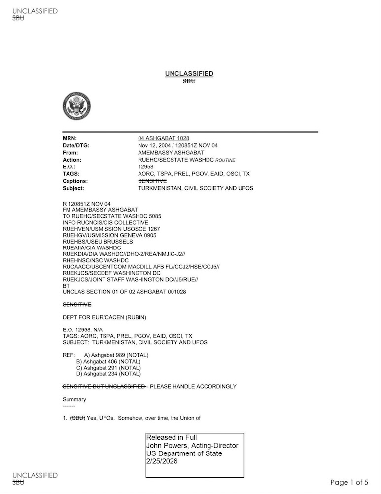 Department of State Cable