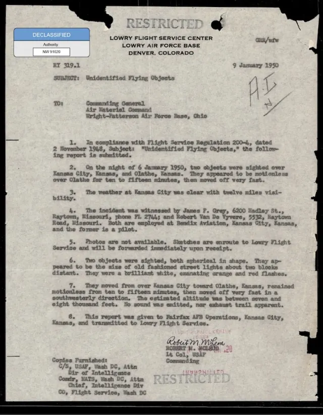 USAF UFO Sighting Reports