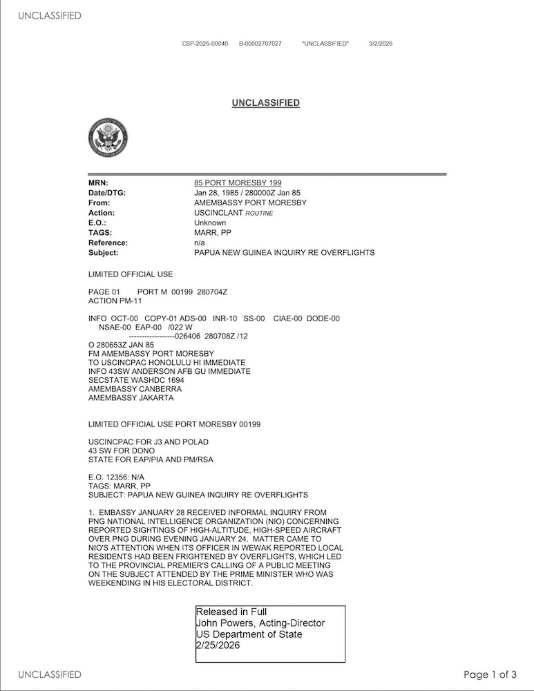 US Department of State cable
