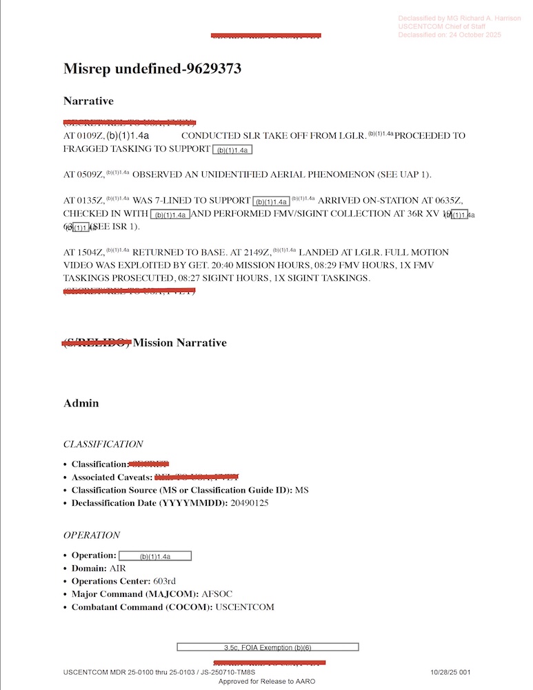 USCENTCOM / AARO UAP Report