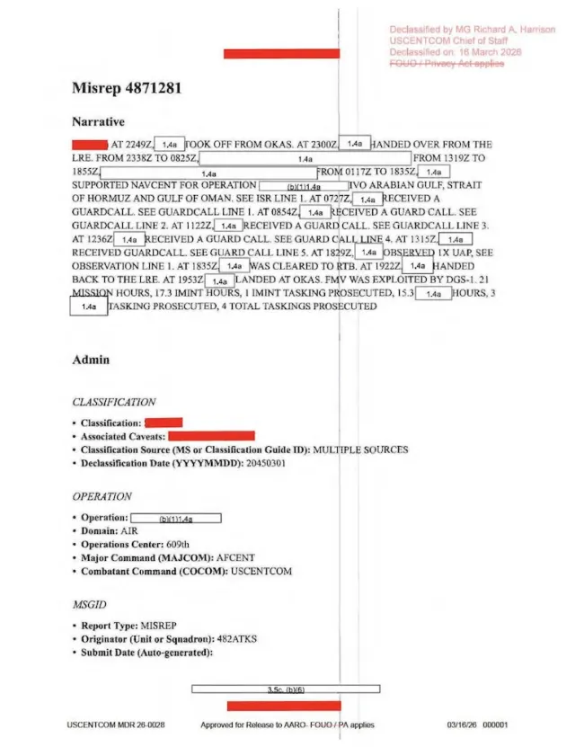USCENTCOM Mission Report (MISREP)
