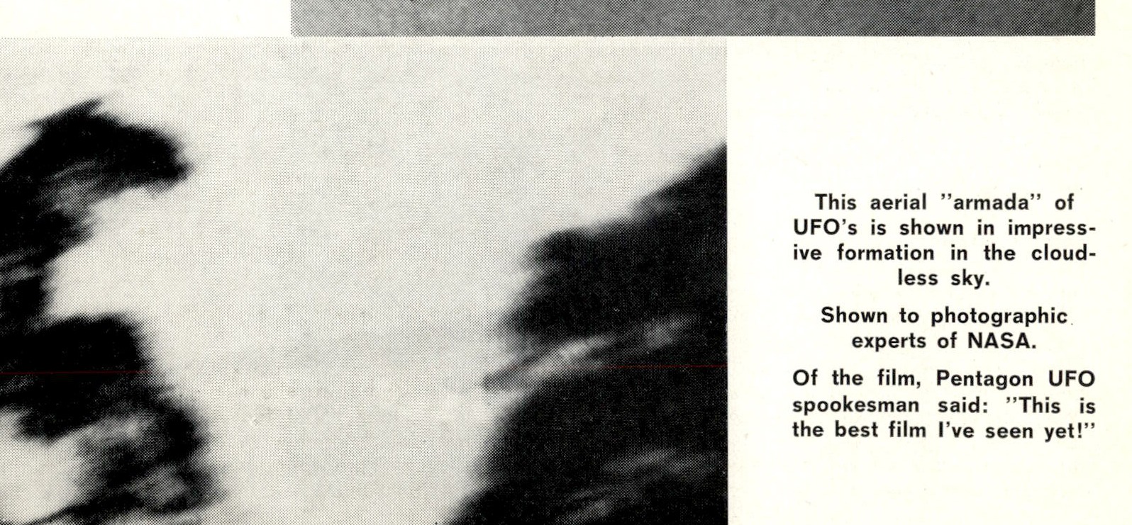 Still photograph from 8mm film showing objects in the sky.