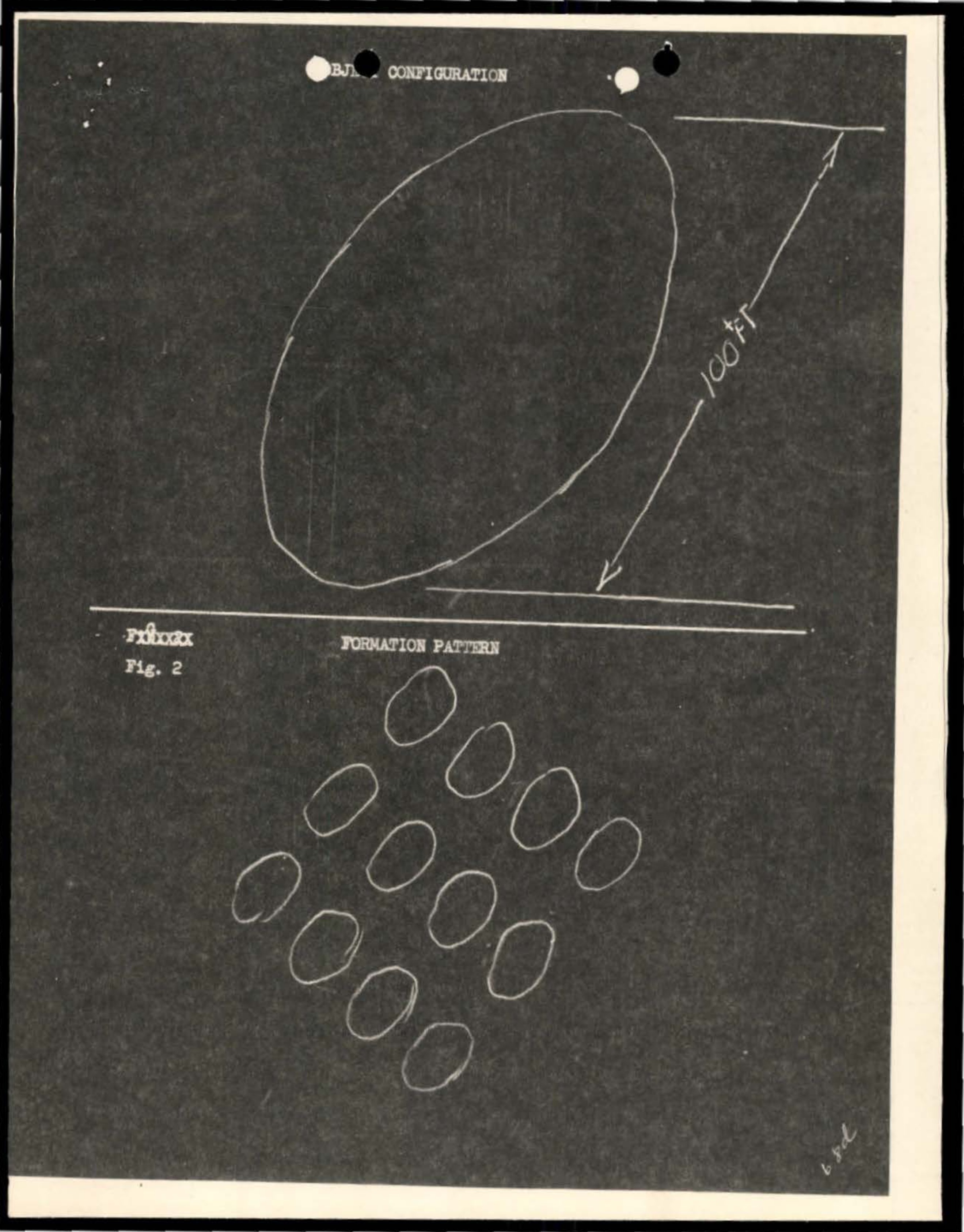 Object configuration showing oval/elliptical shape with directional arrow marked 100 YA