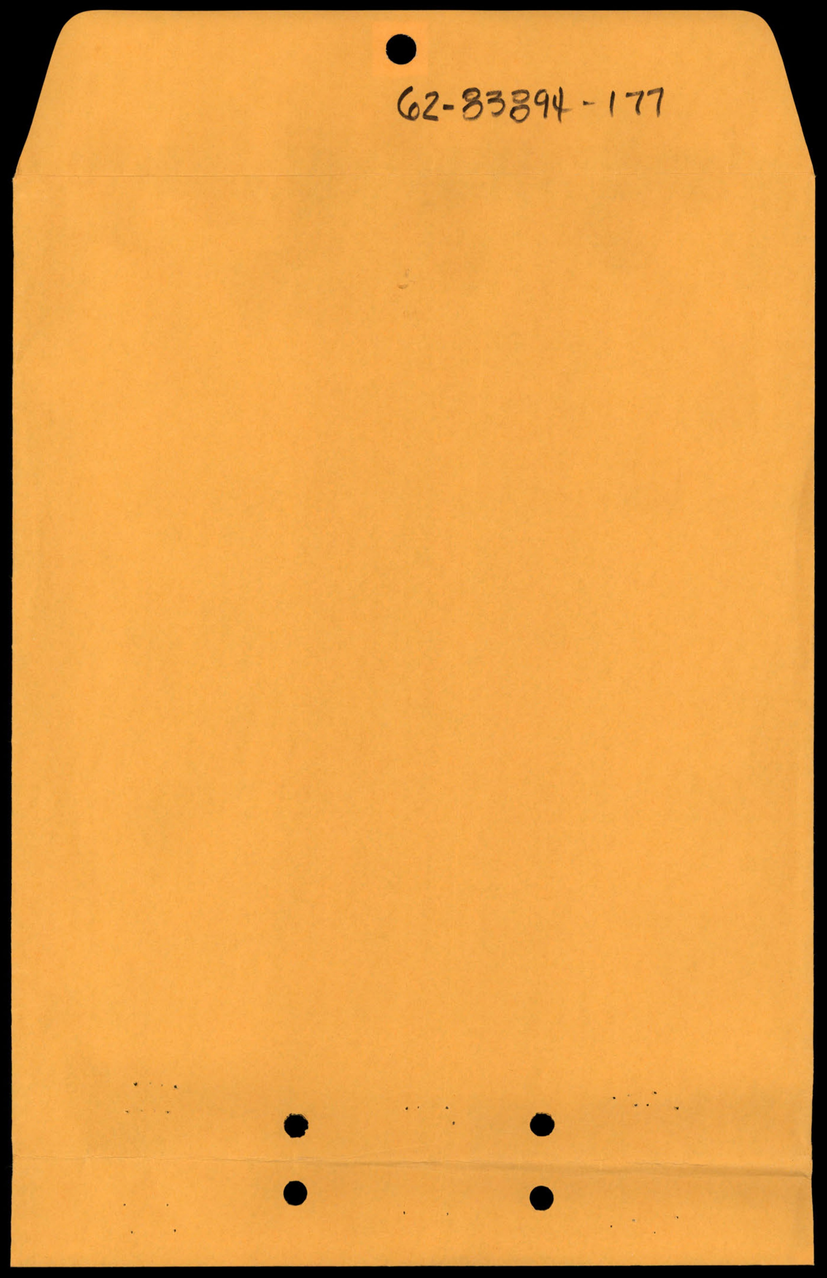 The back of a manila envelope with a handwritten file number.