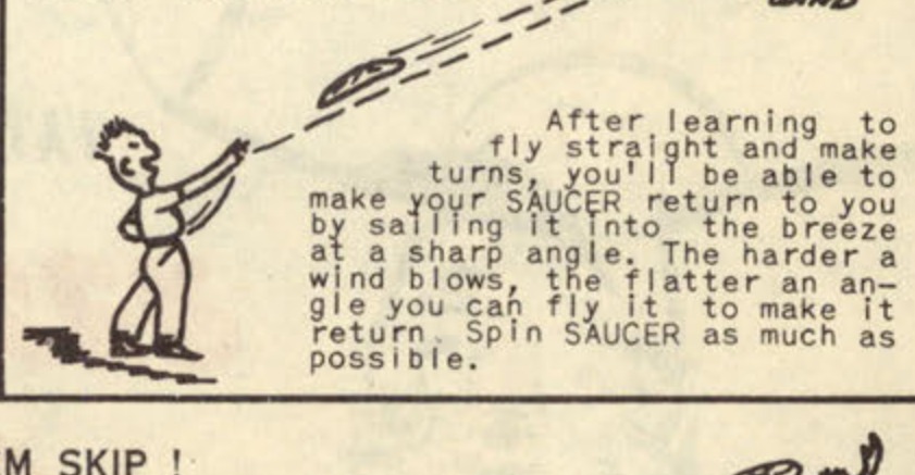 Diagram showing how to make the saucer come back.