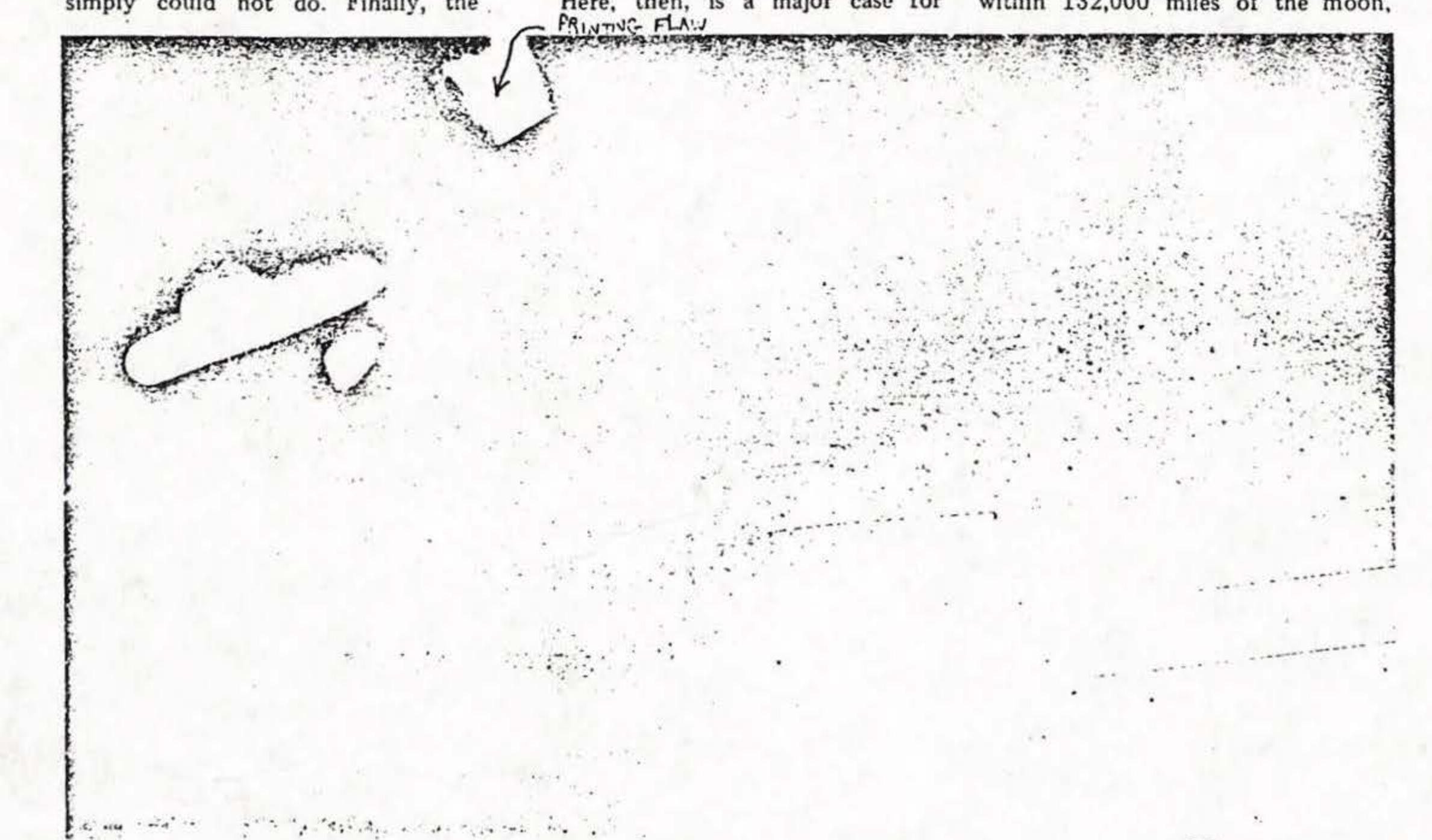 Mercury-7. "Domed UFO" on Scott Carpenter's flight in 1963. Smears and glares change from one frame to the next while astronaut was snapping pictures of limp balloon sub-satellite. see plates 2,3,4,5