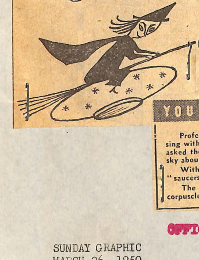 Illustration of flying saucer with cartoon figure riding it