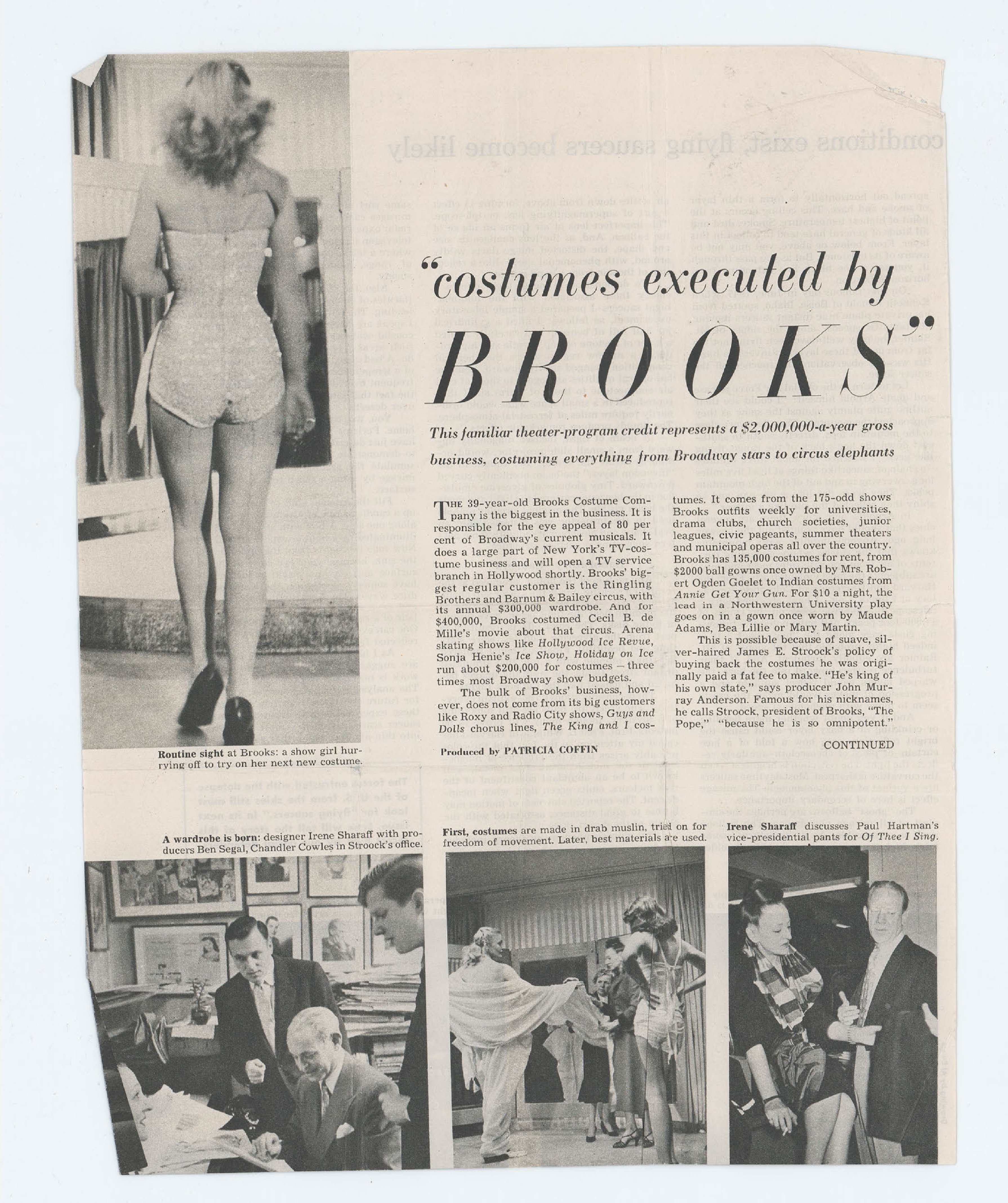 Routine sight at Brooks: a show girl hurrying off to try on her next new costume.