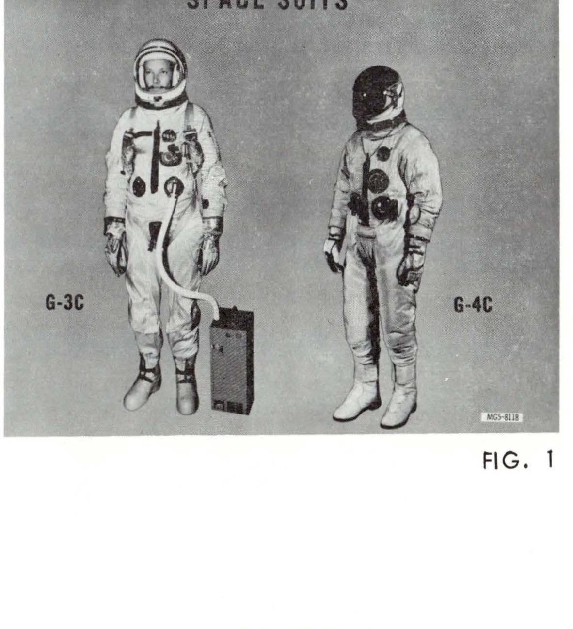 SPACE SUITS showing G-3C and G-4C suits side by side