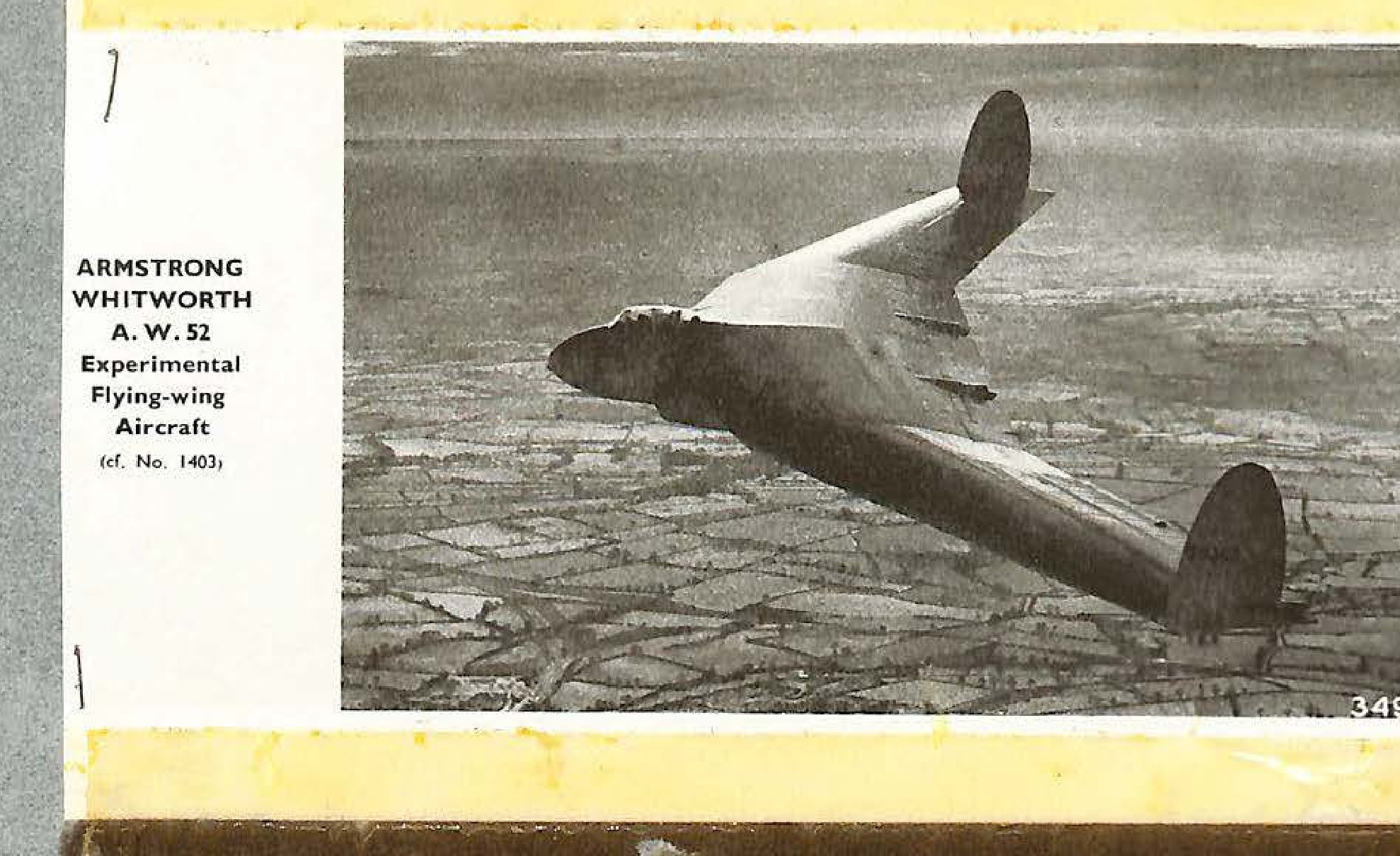 ARMSTRONG WHITWORTH A. W. 52 Experimental Flying-wing Aircraft (cf. No. 1403). Number on photo: 34925A.C.