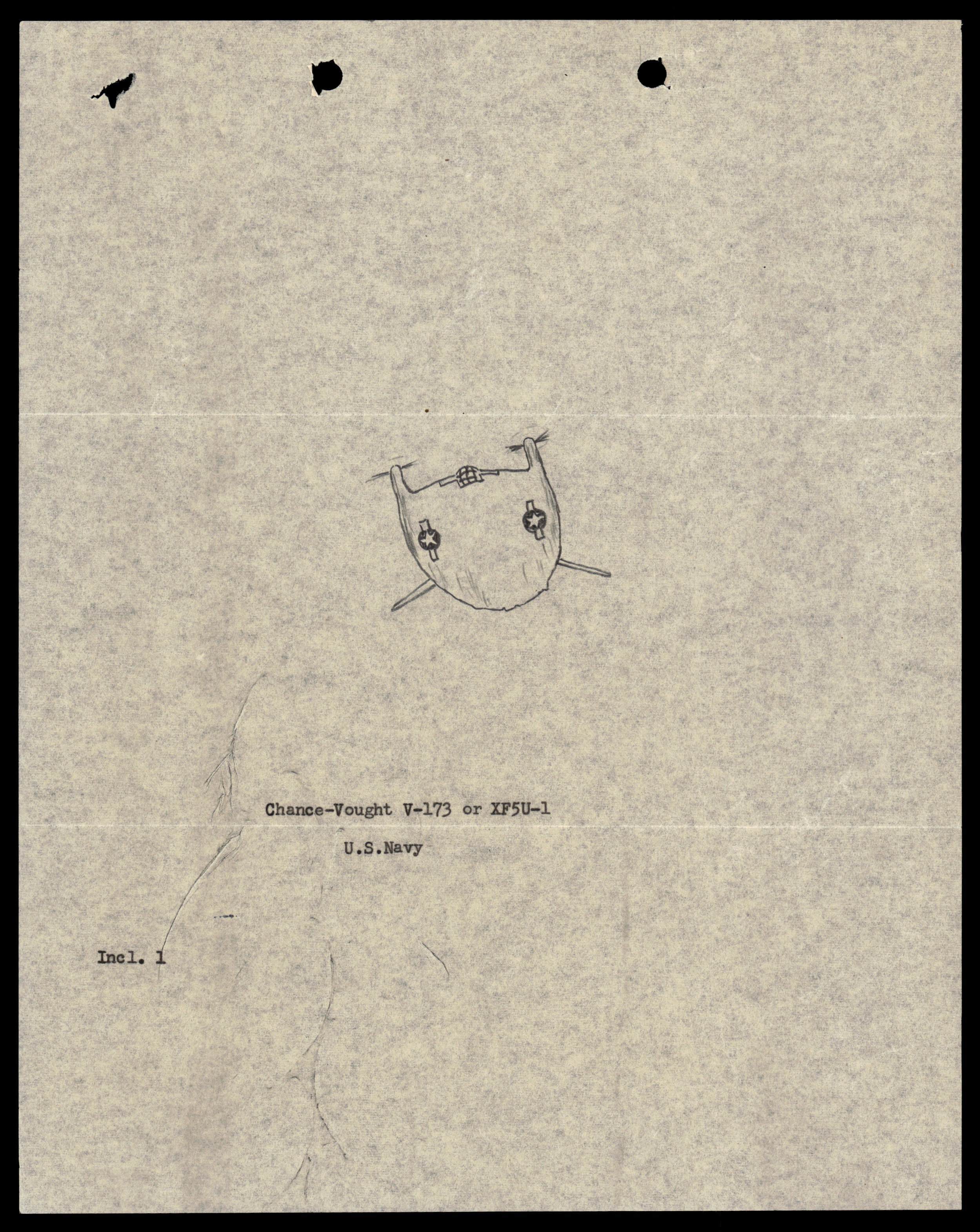 Sketch of the Chance-Vought V-173 or XF5U-1 aircraft.