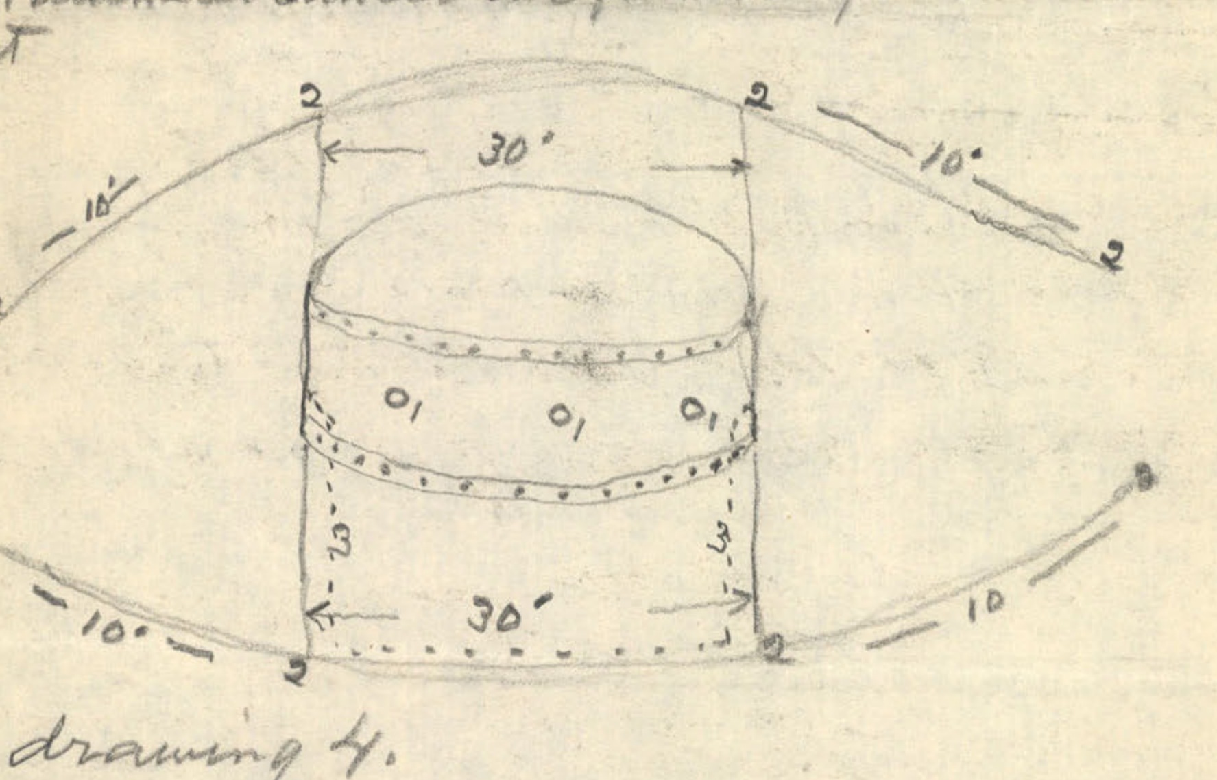 A diagram showing a cross-section of the saucer, with dimensions and labels.