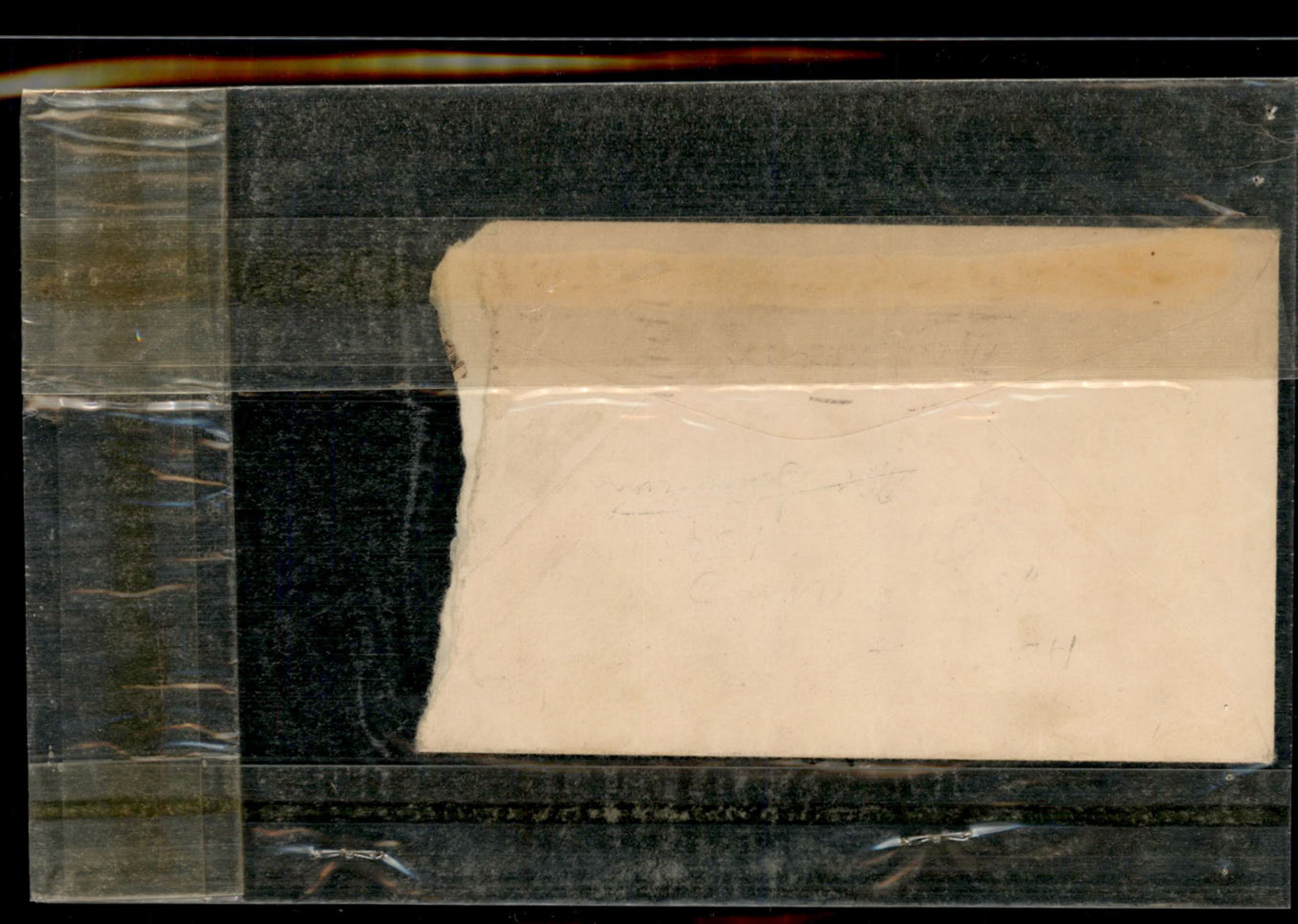 Photograph of the back of an envelope.